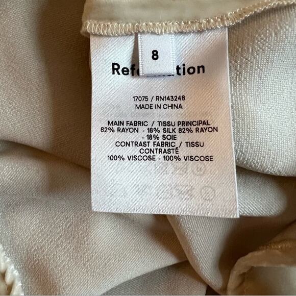 Reformation Bev Almond White Scalloped Bust Keyhole Tie Strap Velvet Mini Dress - Picture 7 of 10